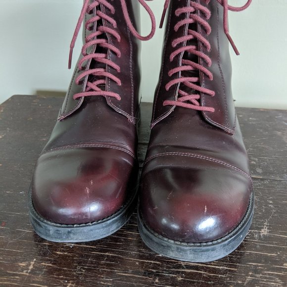 David Tyler Burgundy Leather Lace Up Boot - Picture 2 of 11